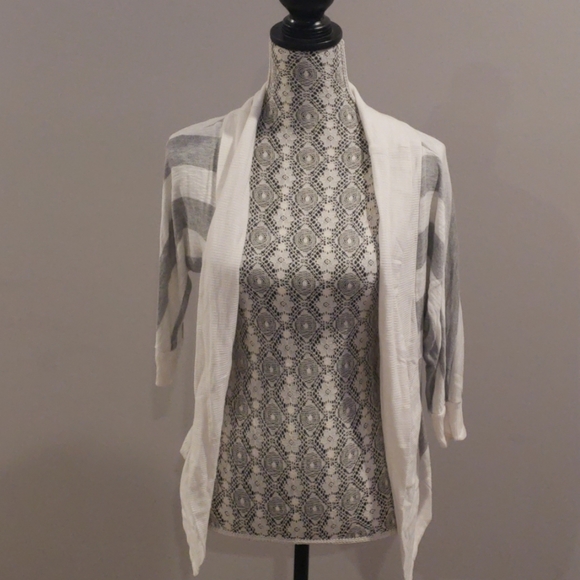 Gray and White Striped Cardigan from Francesca's - Picture 3 of 3